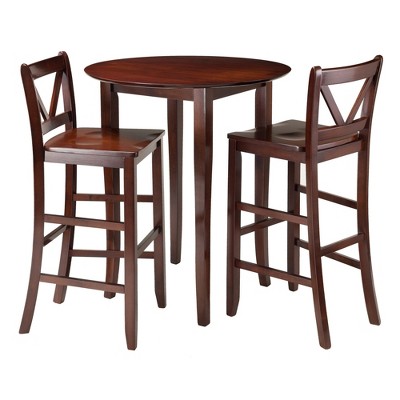 3pc Fiona Counter Height Dining Set with Bar Stools Wood/Walnut - Winsome