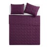 VCNY 3pc King Lucy Pinsonic Quilt Bedding Set Burgundy: Hypoallergenic, Embroidered, Microfiber - 3 of 4