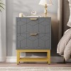 2 Drawer Dresser, Modern Small Nightstand with Gold Handles, Wood Storage Cabinet for Bedroom, Nursery, Entryway - 2 of 4