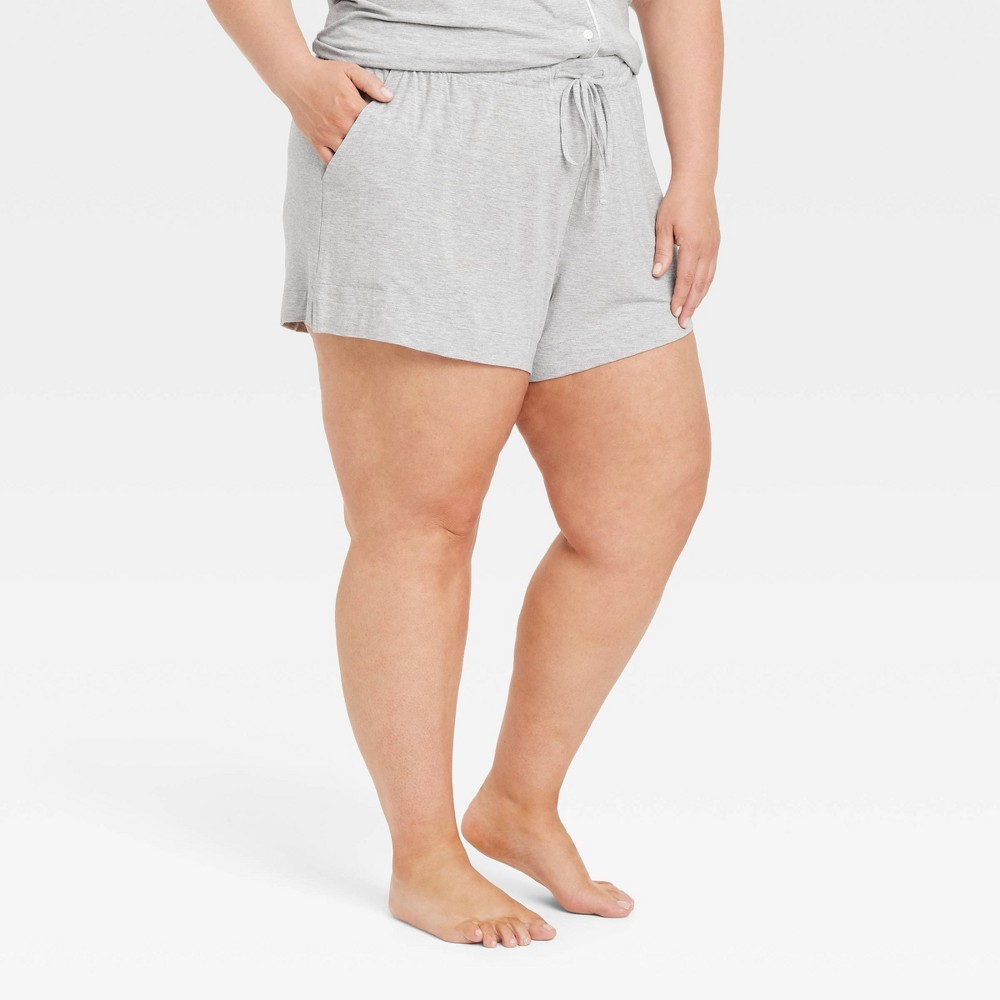 Photos - Other Textiles Women's Cloud Knit Modal Pajama Shorts - Auden™ Heathered Gray 2X: Modal-Spandex, Midweight, Side Pocket