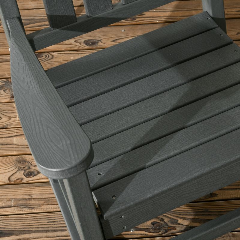 Outsunny Outdoor Rocking Chair, Traditional Slatted Porch Rocker with Armrests, Fade-Resistant Waterproof HDPE for Indoor & Outdoor, Dark Gray, 5 of 7