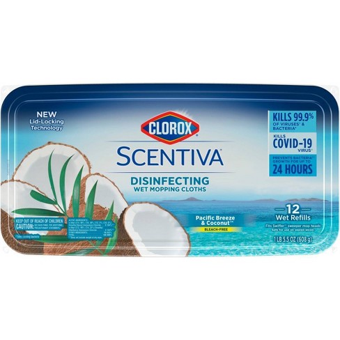 Clorox Scentiva Disinfecting Wet Mopping Cloths - Pacific Breeze & Coconut  - 12ct : Target