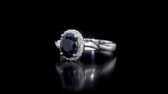 1 3/5 CT. T.W. Oval Black Sapphire and 0.01 CT. T.W. Diamond Ring Silver (I3), 2 of 7, play video