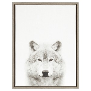 Uniek Wolf Framed Kids' Canvas Art Gray 24"x18" - 1 of 3