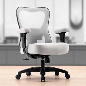 Mshliw Large Ergonomic Executive Office Chair with Wheels, Mesh Backrest, Thick Seat Cushion, 400 lbs Capacity for Heavy Duty Use - 1 of 4