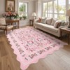 Garvee Boho Floral Area Rug Machine Washable Low Pile Soft Carpet for Living Room Scalloped Floral Runner Rug - 4 of 4