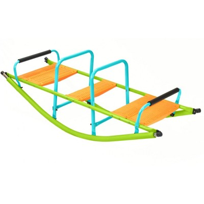 INFURNIC Baby Activity Gyms Kids Seesaw with Plastic Seat and Steel Frame for Outdoor Rocking Fun, Multicolored, 59.44"*18.11"*20.47"