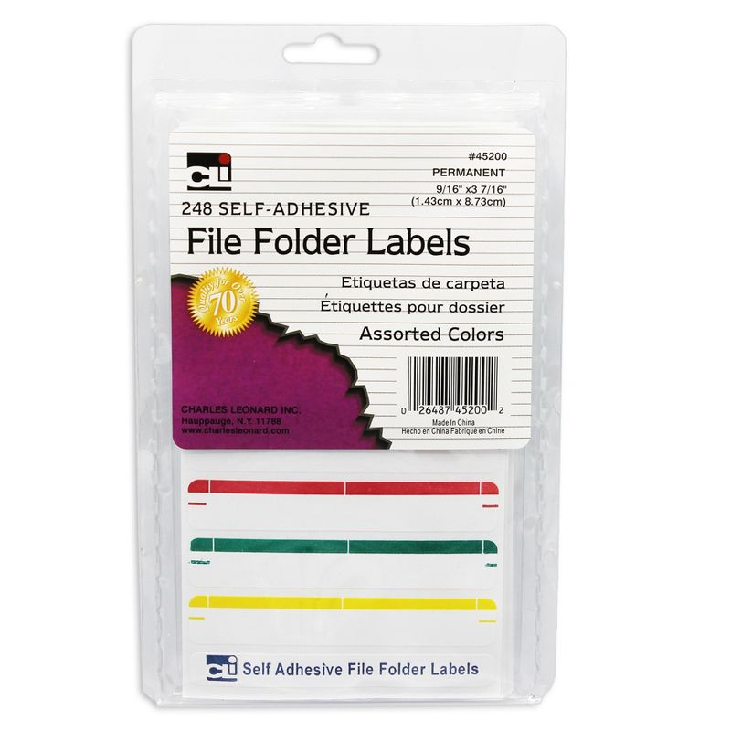 Charles Leonard File Folder Labels, Assorted, 248 Per Pack, 12 Packs, 2 of 3