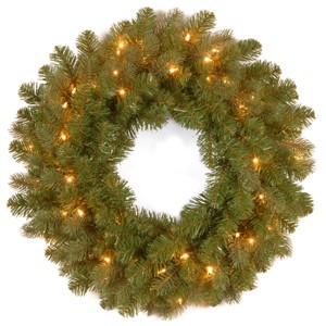 24" Prelit LED Downswept Douglas Wreath Warm White Lights- National Tree Company - 1 of 4