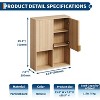 Fluted Over-The-Toilet Cabinet - Adjustable Shelf Storage w/Doors & Open Compartments, Floating Bath Organizer for Bathroom/Laundry - Natural - 4 of 4