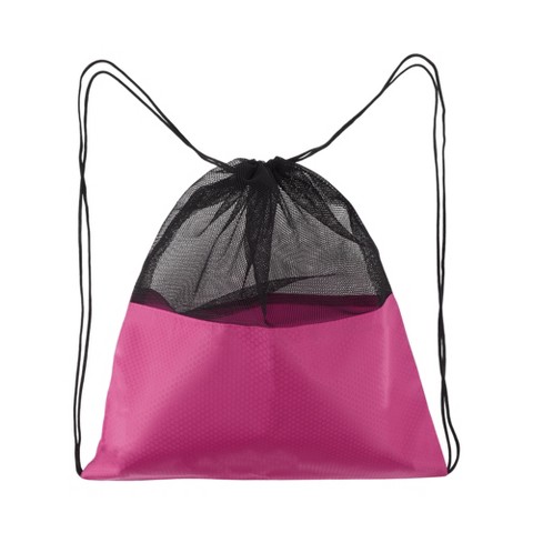Unique Bargains Drawstring Backpacks Polyester Rose Red 1 Pc