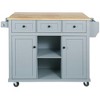 YOOCOZZ Rolling Kitchen Island with Rubber Wood Drop Leaf, Adjustable Shelves and Large storage space - 2 of 4