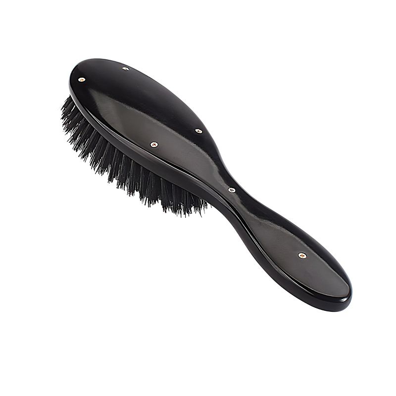 Bass Brushes Imperial Collection - Shine & Condition Hair Brush 100% Premium Natural Boar Bristles FIRM High Polish Acrylic Handle Full Oval Black, 4 of 6