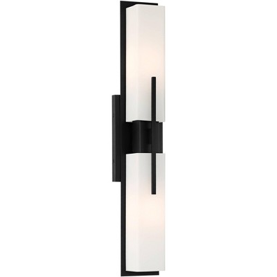 Midtown Black and White Glass 27" Dimmable Wall Light