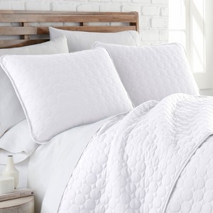 FIONECA Luxury Round Quilted Silky Soft Reversible Microfiber Quilt Set White - 1 of 4