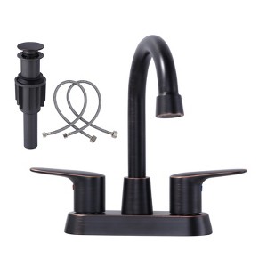 WOWOW 4 in. Centerset Double Handle High Arc Bathroom Faucet - 1 of 4