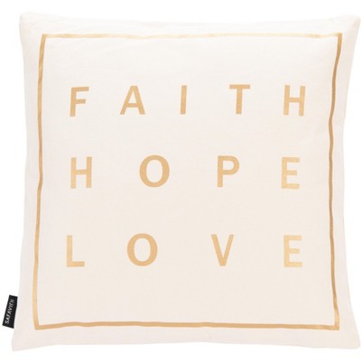 Faith Pillow - Beige/Gold - 18" X 18" - Safavieh