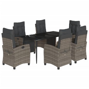 vidaXL Garden Dining Set Table: Black, Chair: Grey, Cushion: Dark grey - 1 of 4