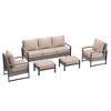 Sonkuki 5 Pieces Patio Sofa with Ottomans Set, All-Weather PE Rattan Wicker, Small Patio Conversation Couch with Cushion - 2 of 4