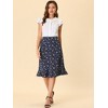 INSPIRE CHIC Women's Floral Ruffle Elastic High Waist Button Flowy Split Skirt - 3 of 4