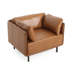 NicBex Faux Leather Accent Chair,Upholstered Living Room Chairs with Mid-Height Backrest and Steel Legs,Accent Chairs for Living Room - 1 of 4