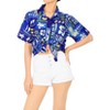 LA LEELA Button Down Shirt Floral Summer Beach Party Colorful Shirt Hawaiian Blouse Short Sleeve Vacation Dress Tee Shirts - 2 of 4