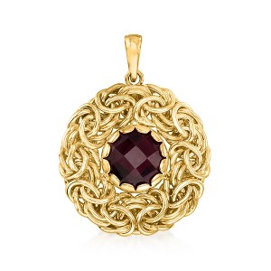 Ross-Simons Italian 4.50 Carat Garnet Byzantine Pendant in 14kt Yellow Gold Size 1.25 - 1 of 4