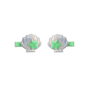Summer Crystal - Sea Shell Hair Clips with Embedded Pearl - 1 Pair - 1 of 4