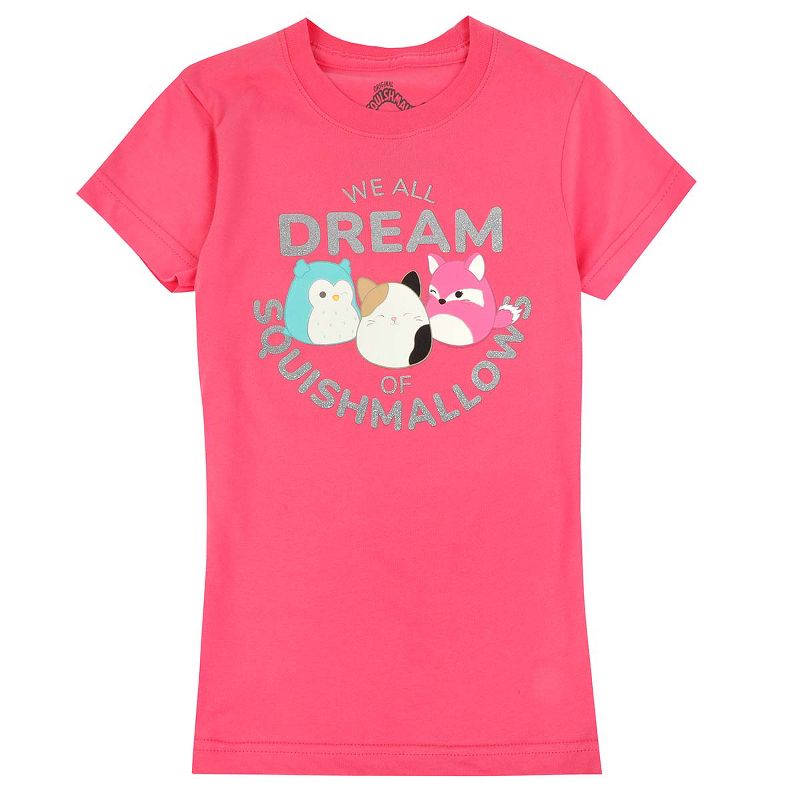 Squishmallows We All Dream of Squishmallows Youth Girl Pink T-shirt, 1 of 3