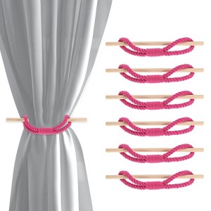 Unique Bargains Cotton Hand-Woven Decorative Drape Curtain Tiebacks with Wood Club - 1 of 4