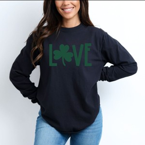 Simply Sage Market Love Clover Puff  Garment Dyed Long Sleeve - 1 of 4