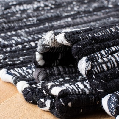 Handmade Black and White Cotton Flat Woven Area Rug