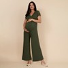 Women's Short Sleeve V-Neck Flare Leg Jumpsuit | Motherhood Maternity - 4 of 4