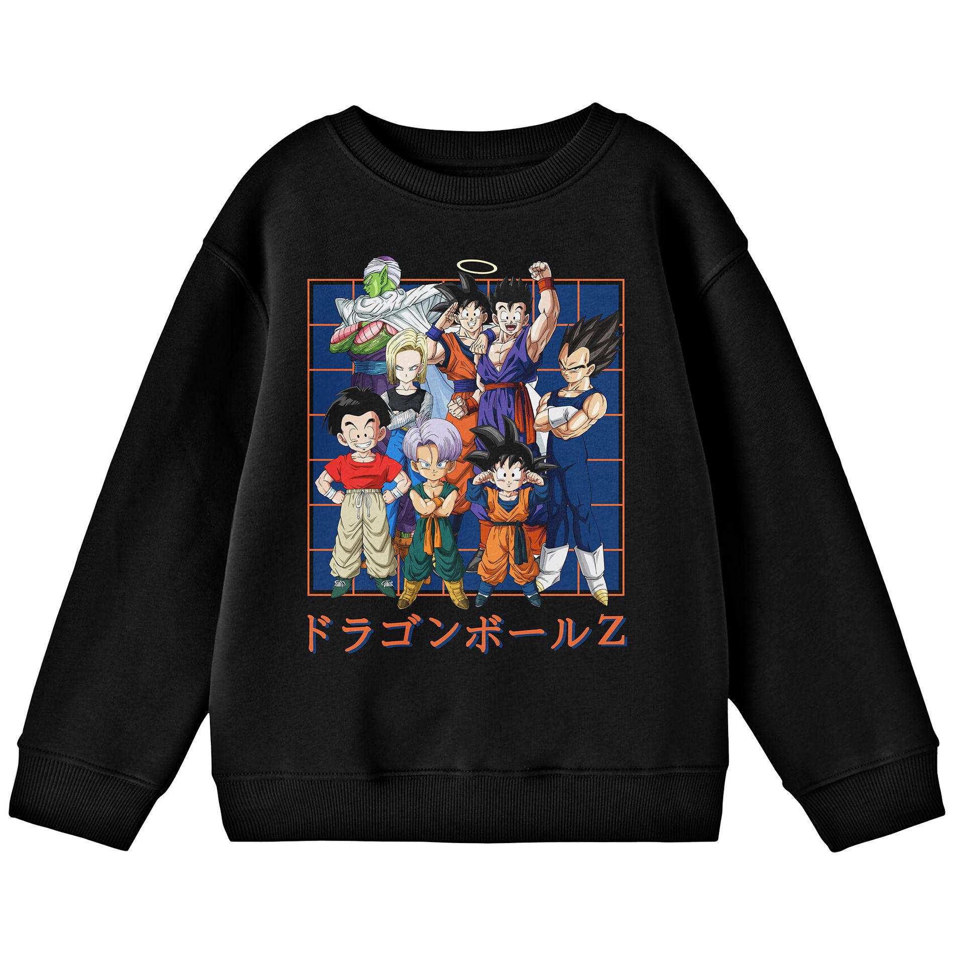Dragon Ball Z Group Character Art Crew Neck Long Sleeve Youth Black Sweatshirt