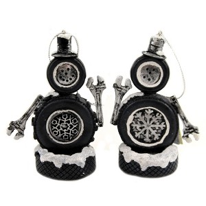 4.5 Inch Snowman Tire Ornament Wrench Snowflake Hubcaps Tree Ornaments - 1 of 3