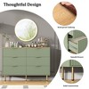 Fluted 6 Drawers Dresser for Bedroom, Modern Chest of Drawers, Tall Brown Dresser with Faux Marble Top and Gold Handle - 4 of 4
