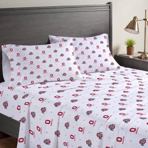NCAA Ohio State Buckeyes Small X Queen Sheet Set - 1 of 3