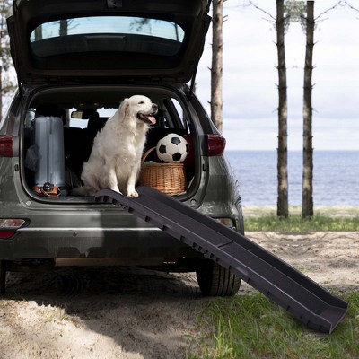 DOMETOUR Pet Ramp Climbing Ladder Portable Foldable Suitable for Off-road Vehicle Trucks Black