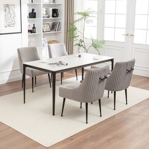 SEYNAR Modern Glam Velvet Black Metal Legs Dining Chair or Vanity Chair Set of 4 with Rear Handle - 1 of 4