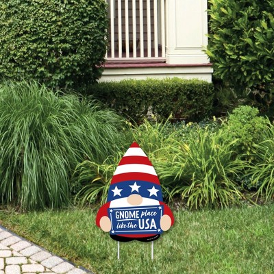 Big Dot of Happiness Patriotic Gnomes - Outdoor Lawn Sign - Memorial Day, 4th of July and Labor Day Gnome Party Yard Sign - 1 Piece