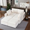 ODK Modular Sectional Sofa, Comfy L-Shaped Convertible Sleeper Sofa Bed with Ottoman, Modern 6-Seater Sectional Couch for Living Room, Beige - 3 of 4