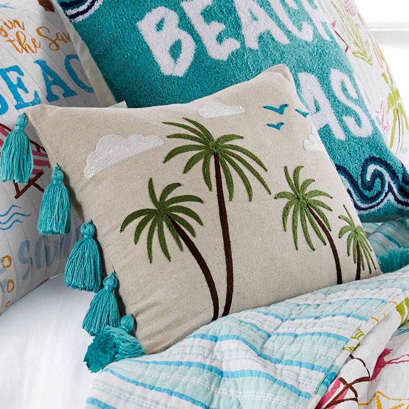 Beach Days Palm Tassel Decorative Throw Pillow Natural - Homthreads, 3 of 5