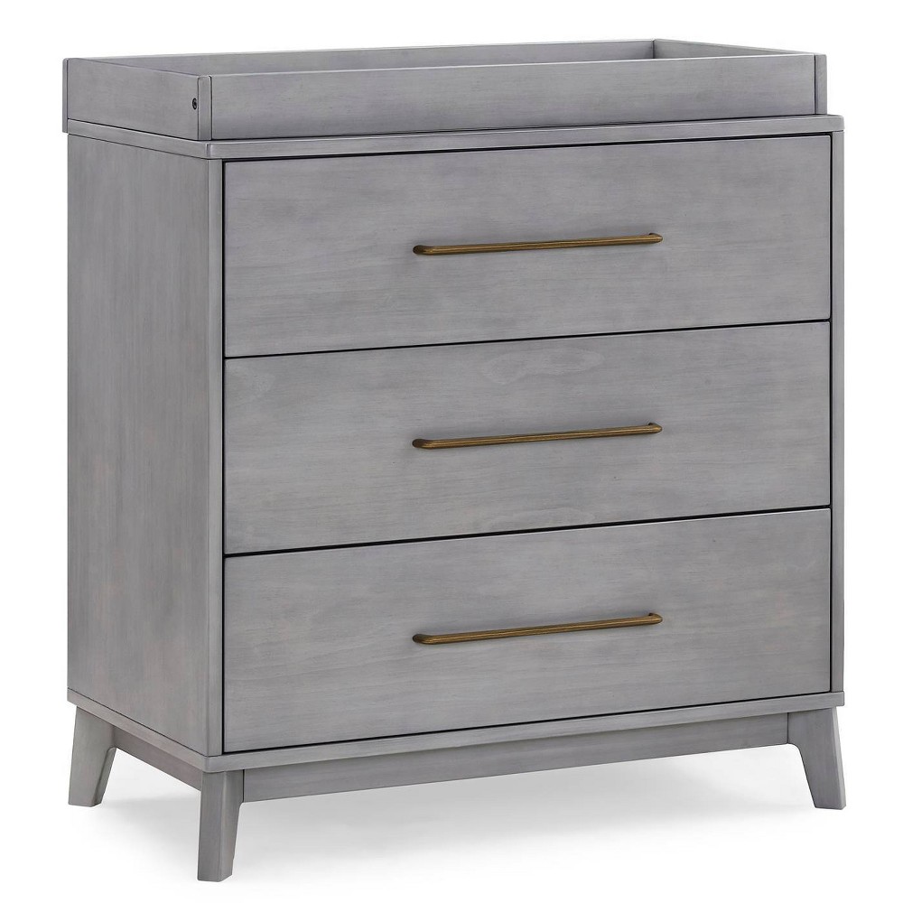 Photos - Dresser / Chests of Drawers Delta Children Spencer 3 Drawer Dresser with Changing Topper - Steel Gray