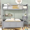 Twin Over Full Bunk Bed with Built-In Desk and Storage Drawers, Solid Wood Frame, Space-Saving Design for Kids or Teens - 2 of 4
