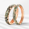 Vintage Cloisonne Enamel Rhinestone Rose Hinged Cuff Bracelet Bangle Set for Women - 3 of 4