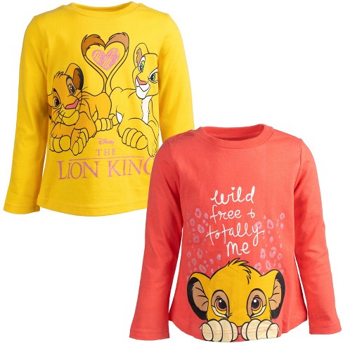 Disney Lion King Simba Nala Toddler Girls 2 Pack Long Sleeve Graphic  T-Shirts Yellow/Pink 2T