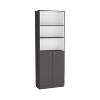 ORRD Modern 2-Door Bookcase in Matt Gray & White, Storage Cabinet with 3 Open Shelves for Home Office, Living Room Organization - 3 of 4