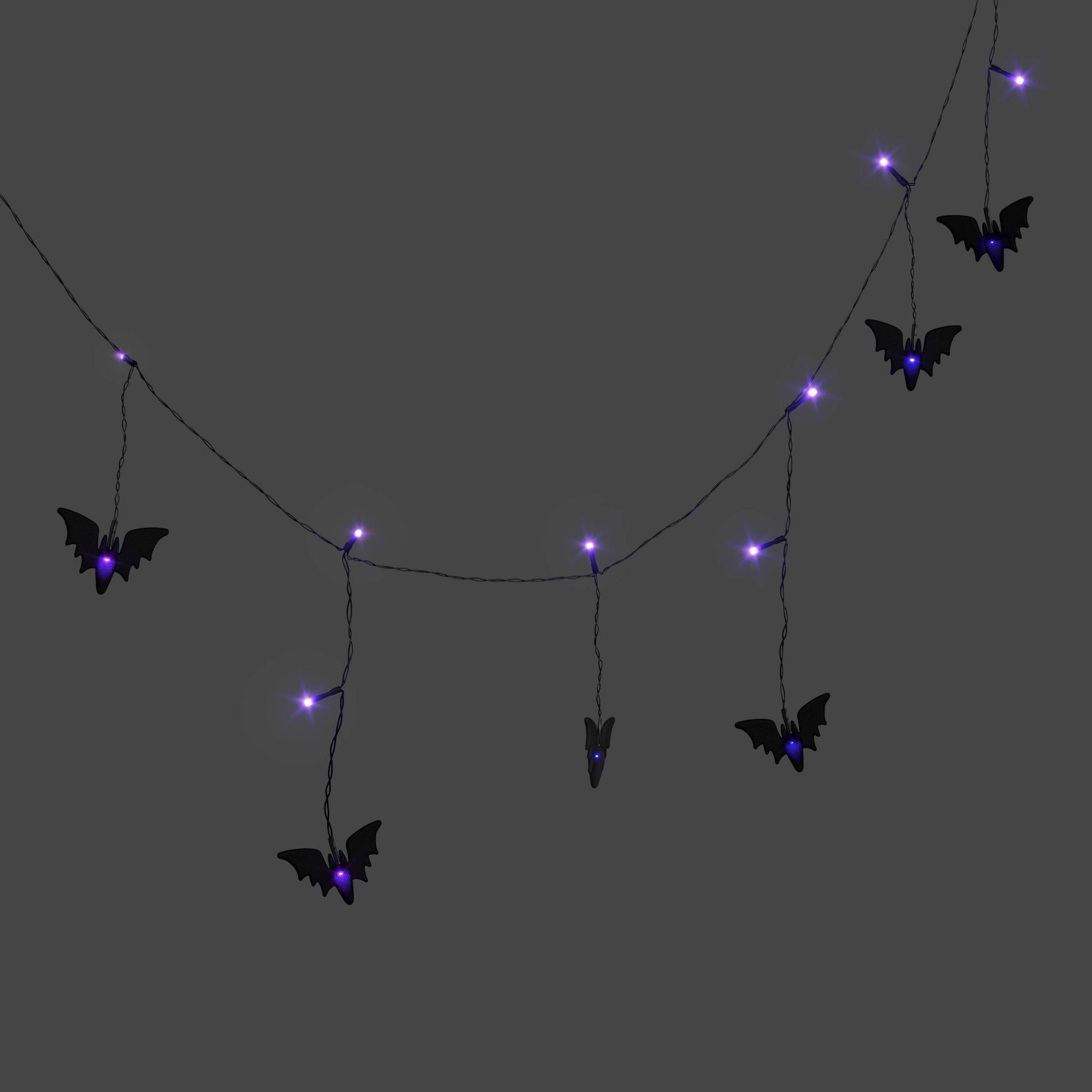 20ct Lights and 8 Icons Halloween LED Flocked Bats Novelty String Light - Hyde and EEK! Boutique™