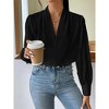 Clearlove Womens Shirts V Neck Long Sleeve Work Blouses Collared Tops - 3 of 4