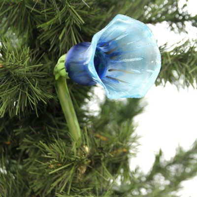 Morawski 3.5" Blue Flower Spring Clip On  -  Tree Ornaments